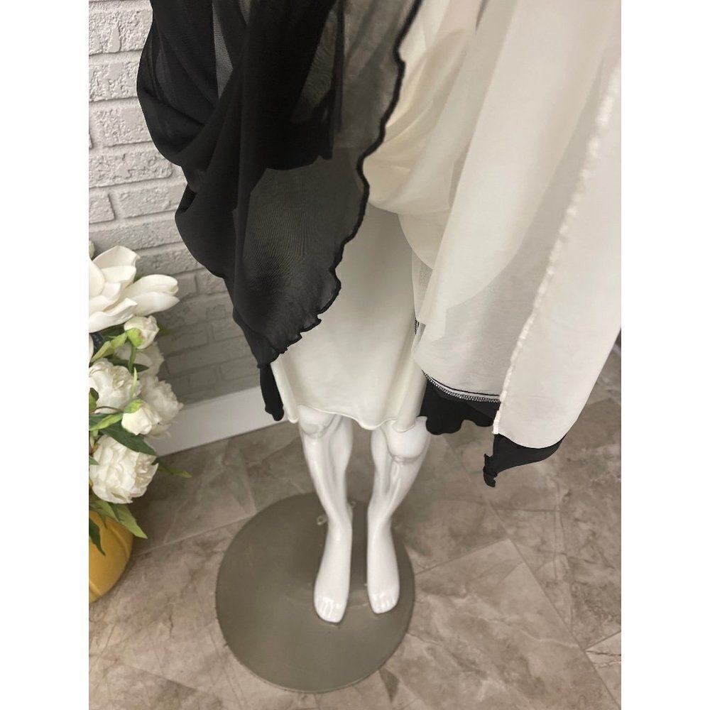 EN FOCUS Studio Black and White Empire Waist Dress Size 6 - Picture 4 of 8